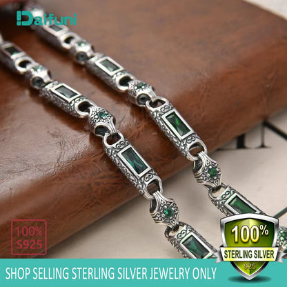 Daifuni 925 Sterling Silver Vintage Turkey Ethnic Style Fine Chain Necklace for Men Woman 6MM Hip-Hop Fashion Party Jewelry Gift