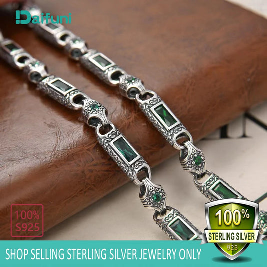 Daifuni 925 Sterling Silver Vintage Turkey Ethnic Style Fine Chain Necklace for Men Woman 6MM Hip-Hop Fashion Party Jewelry Gift