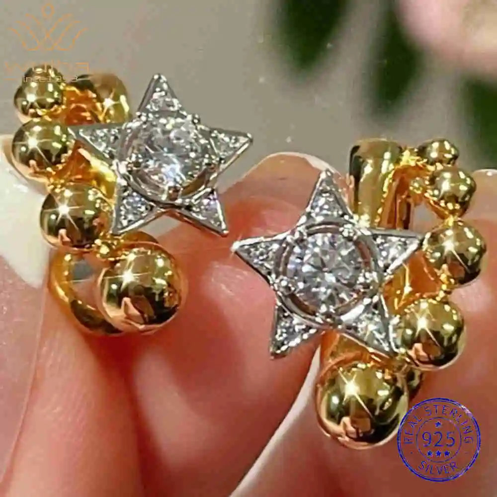 WUIHA Vintage 925 Sterling Silver Lab Sapphire High Carbon Diamonds Gemstone Wedding Engagement Hoop Hoops Earrings Fine Jewelry