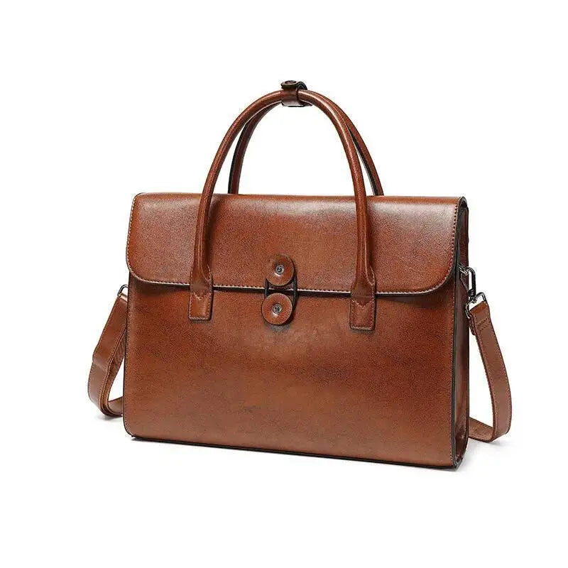 MOTAORA 14 inch Genuine Cowhide Leather Tote Bag for Women - Business Student Laptop Crossbody Shoulder Bag,Professional Design