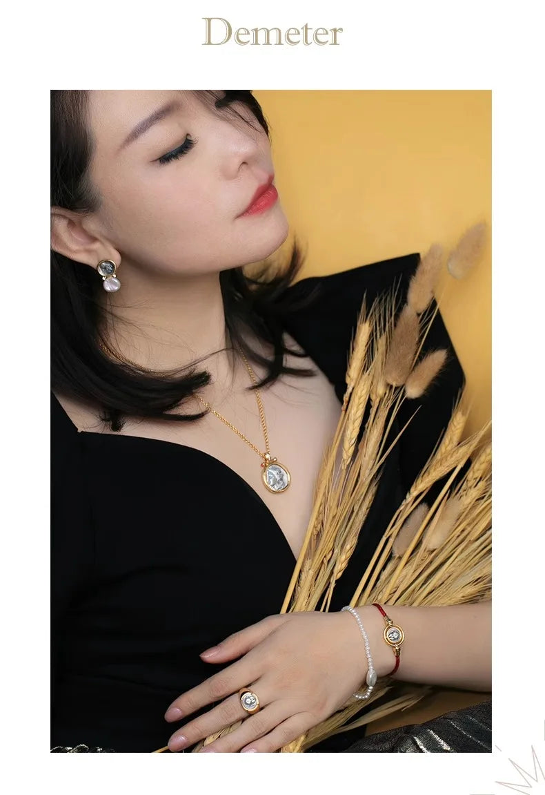 Demeter goddess of fertility vintage coin necklace