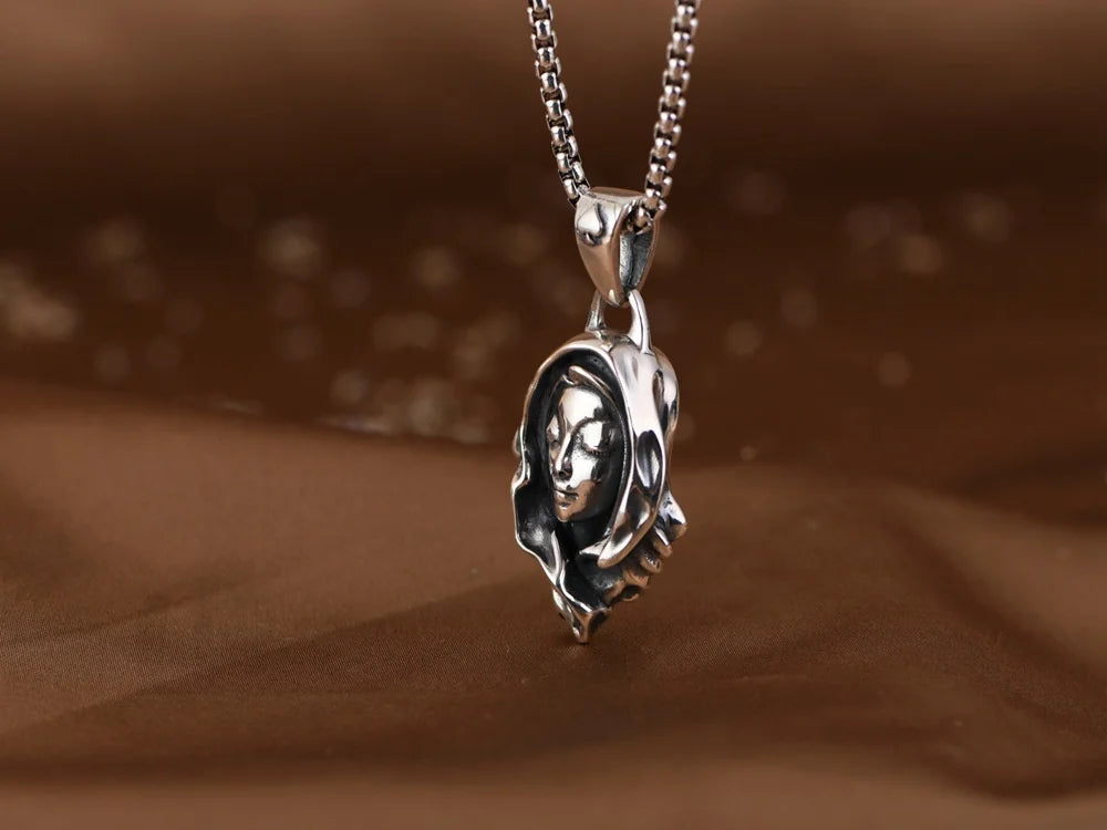 Genuine BOCAI S925 Sterling Silver Pendants for Women Men New Fashion Relief Rose Goddess Punk Vintage Jewelry Wholesale