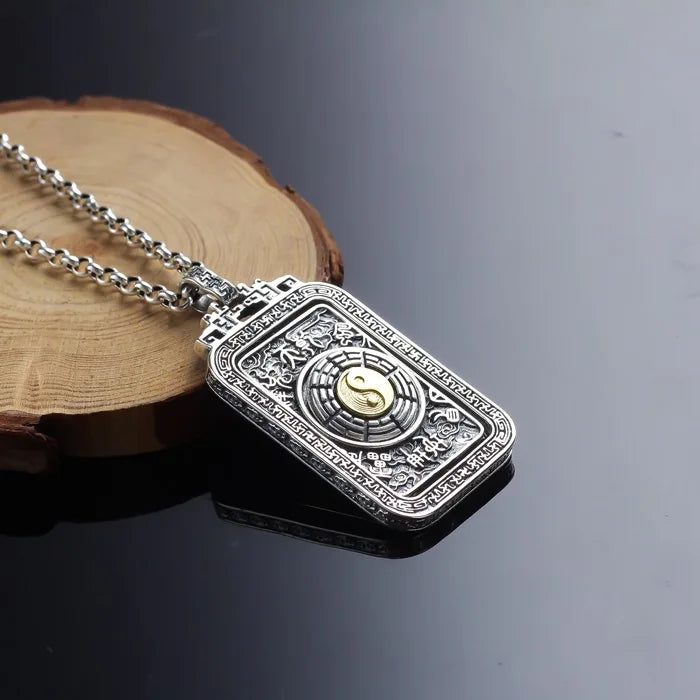 Qiankun Taiba pendant S925 sterling silver rotatable flip personality vintage necklace pendant for men and women