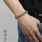 European and American S925 Sterling Silver Retro Skull Bracelet for Men, Trendy Hip-Hop Punk Bold Silver Bangle