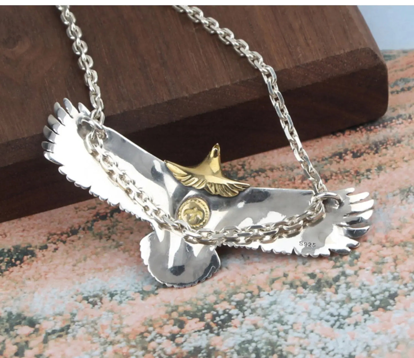 Japanese Style Trendy S925 Sterling Silver Eagle Pendant Necklace for Men and Women Sweater Chain Hip-Hop Punk Style Jewelry