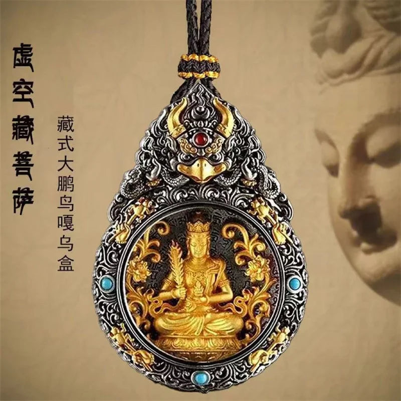 Blessing Yellow Jambhala Tathagata Avalokitesvara Necklace For Men Jewelry Ethnic Style Relief Roc Box Buddha Pendant Women Gift
