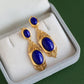 Natural Lapis Lazuli Earrings S925 Sterling Silver Gold-plated Retro French High-end Niche Blue Classical Earrings