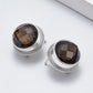 S925 Sterling Silver Studs Earring for Women Retro Edging Tangent Plane Smoky Quartz Ear Studs Fashion Classic Jewelry Wholesale