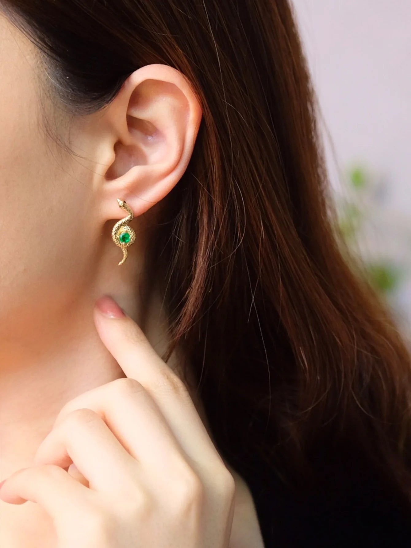 Red Elk Whole Body S925 Sterling Silver Stud Earrings Niche Personality Snake Temperament Retro Light Luxury Earrings Women's Ea