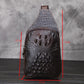Men's Genuine Leather Crossbody Bag Vintage Crocodile Embossed Luxury Shoulder Bag Chest Bag Designer Adjustable Strap Zipper
