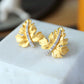 ZOCA Vintage Brushed Craft 925 Sterling Silver Thick Gold Plated Maple Leaf Stud Earrings Elegant Daily Wear Women Gift Jewelry