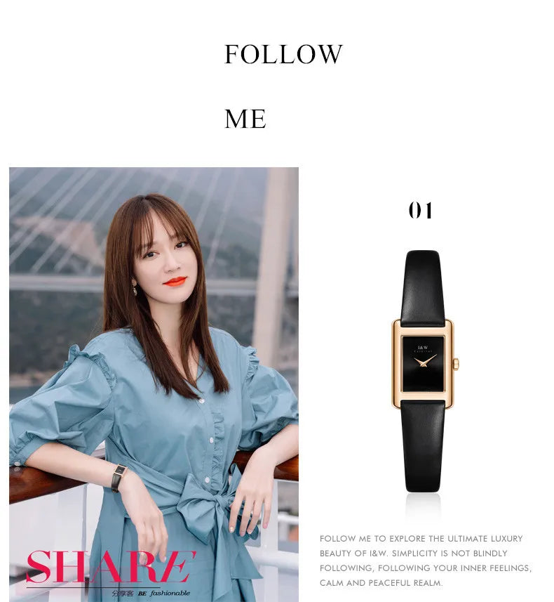 CARNIVAL Fashion Watch for Women Brand Luxury Ladies Square Leather Girls Quartz Wristwatches Waterproof Womens 2025 Reloj Mujer