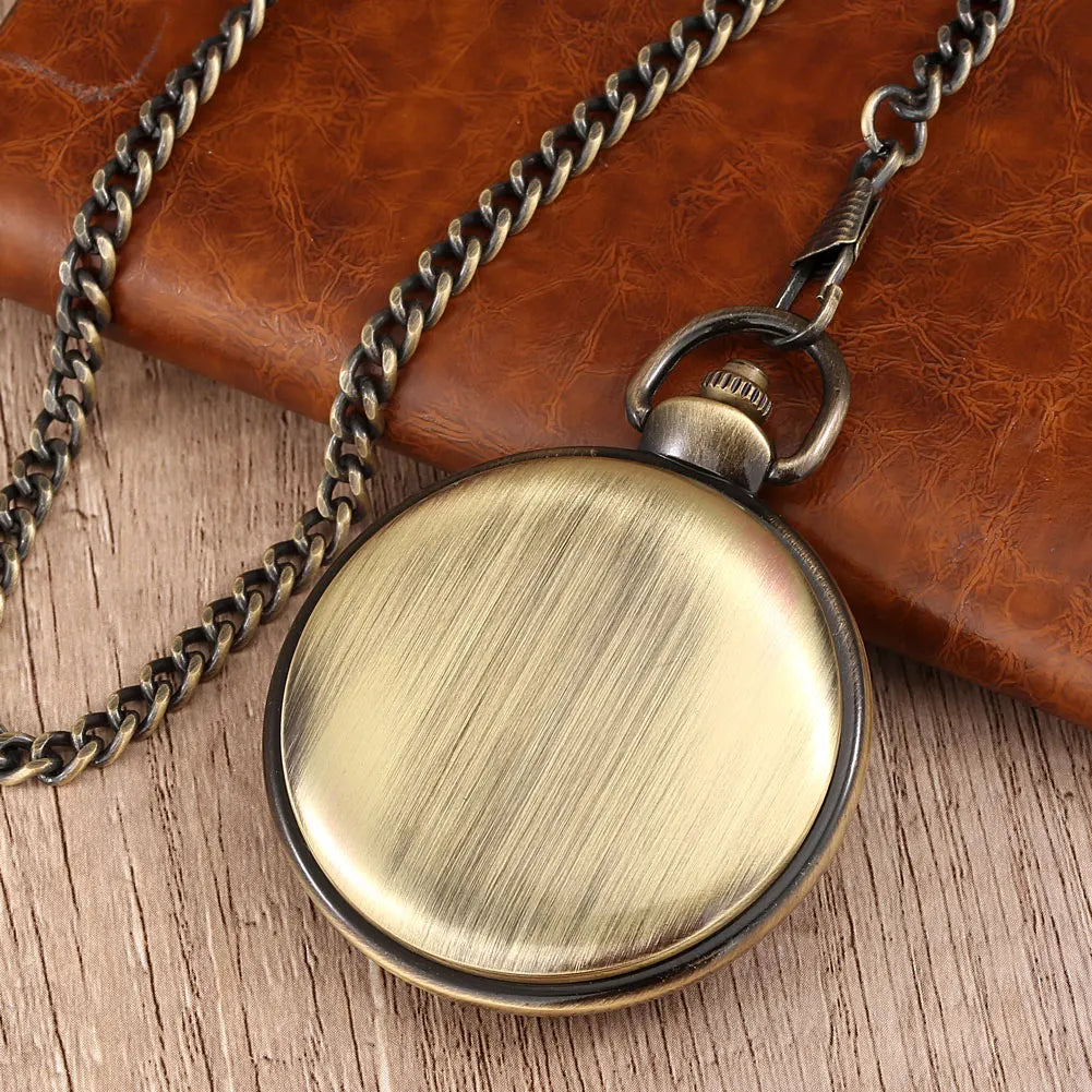 Steampunk Bronze/Gold Freemason Symbol Quartz Pocket Watch Fob Chain Pendant Clock High Grade Antique Pocket Timepiece Gifts