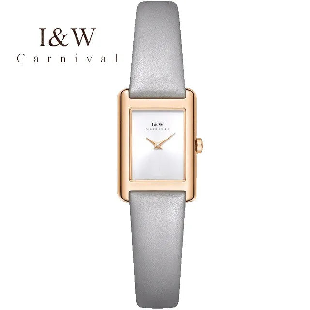 CARNIVAL Fashion Watch for Women Brand Luxury Ladies Square Leather Girls Quartz Wristwatches Waterproof Womens 2025 Reloj Mujer
