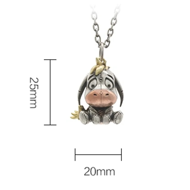 BOCAI New S925 Silver Vintage Cute Cartoon Donkey Pendant Couple Gift