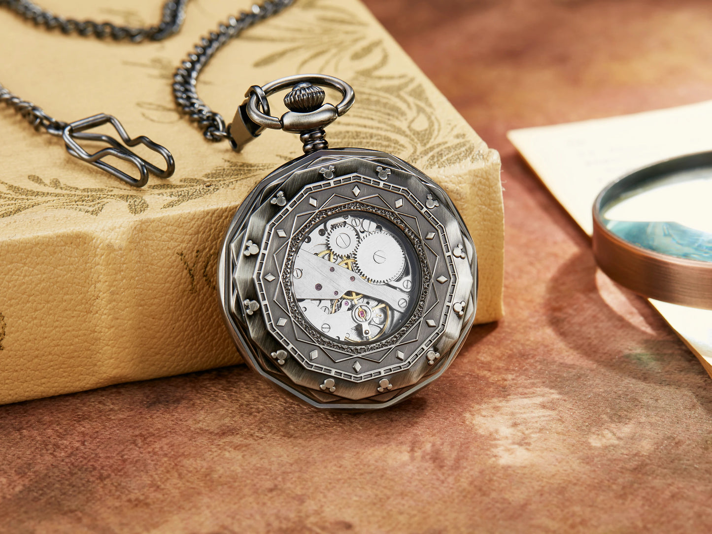 Antique Silver London Pocket & Fob Watches Hand Wind Skeleton Men Women Mechanical Pocket Watch With Pendant Chain Necklace