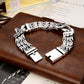 BOCAI NEW S925 Sterling Silver Vintage Personality Peace Pattern Buckle Men's Bracelet