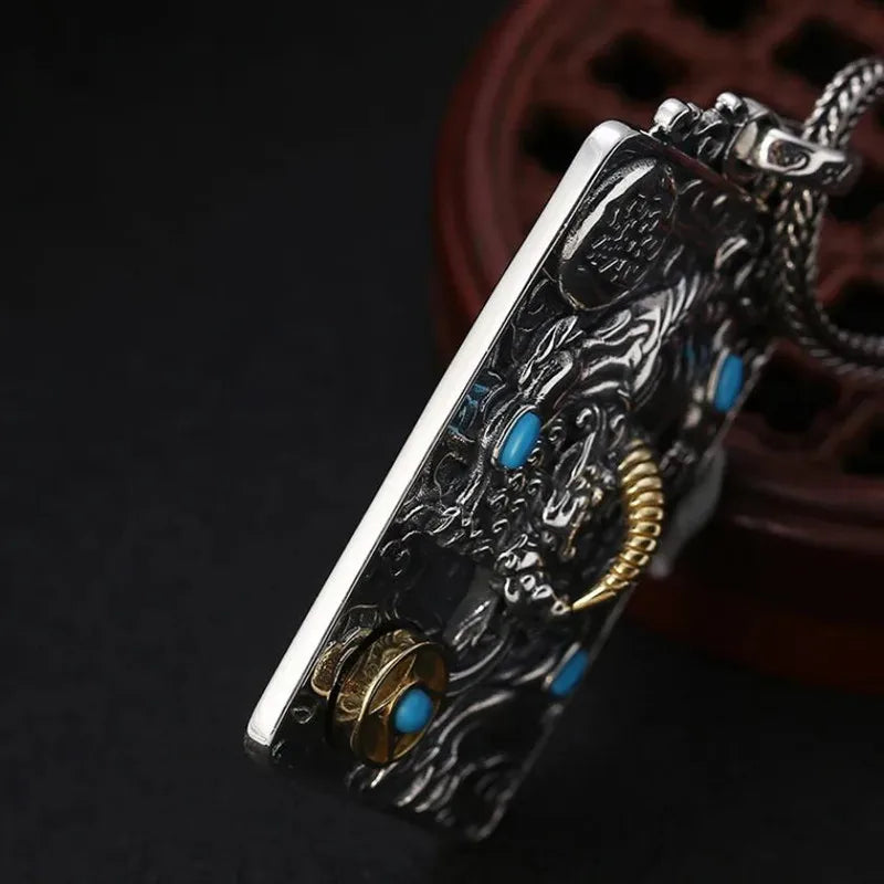 Necklace Pendant Real 925 Sterling Silver Lucky Brave Troops Inlaid Turquoise Luxury Brand Fine Jewellery Woman Man 2025 Gift P9