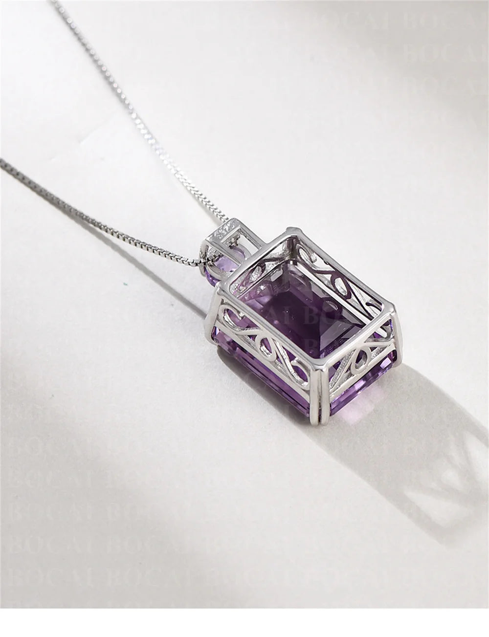 S925 Sterling Silver Charms Pendants for Women Men New Fashion Palace Style Hollow Argentum Edge Inlaid Natural Amethyst Jewelry