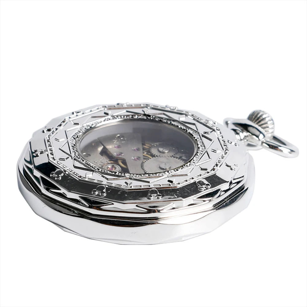 Steampunk Antique Stylish Mechanical Hand Winding Men Pocket Watch Unique Dial Design Open Face Pendant Luxury Pocket Clock Man