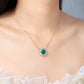 Cushion Shape Vintage 925 Sterling Silver Lab Grown Emerald Pendant Necklace Lab Grown Diamond Necklace for Gift