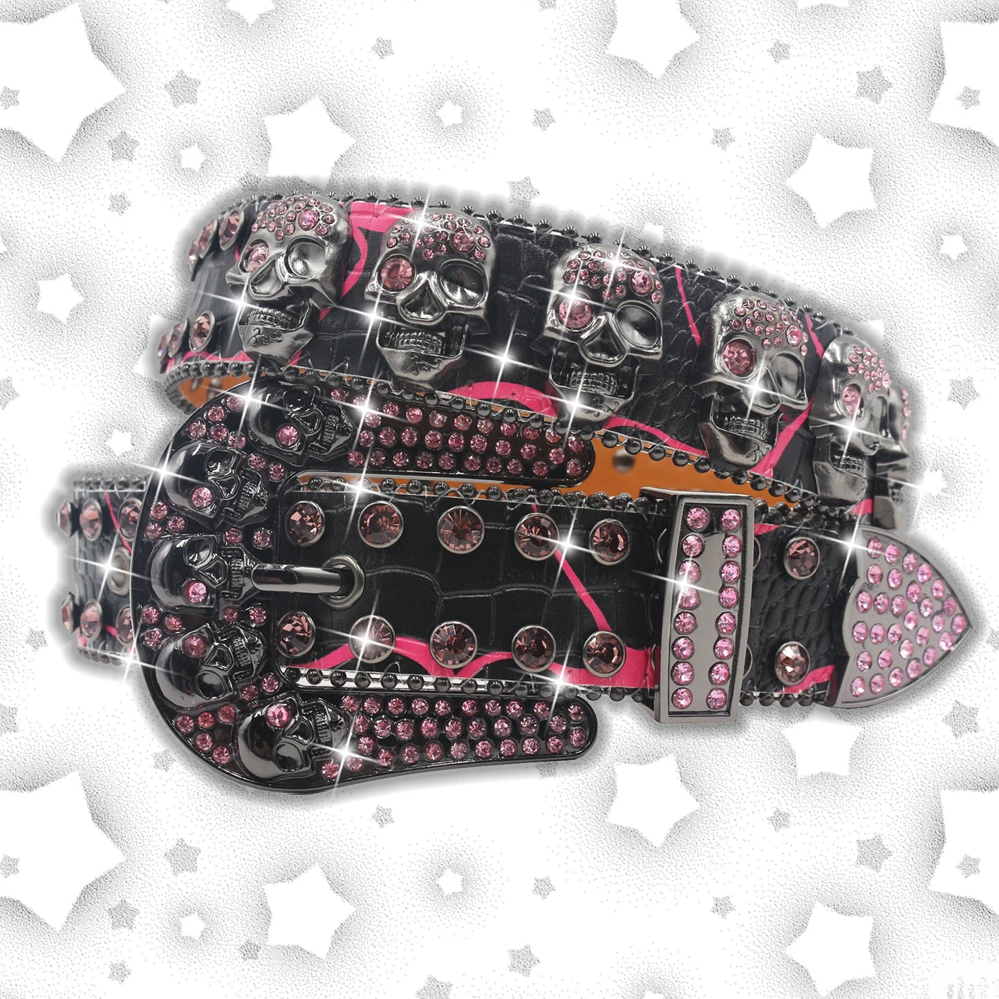 Nice Women's Skull Rhinestone Hollow Belt Women's Pin Buckle Studded Belt For Women Wedding Party Belt Valentines Gifts For Her