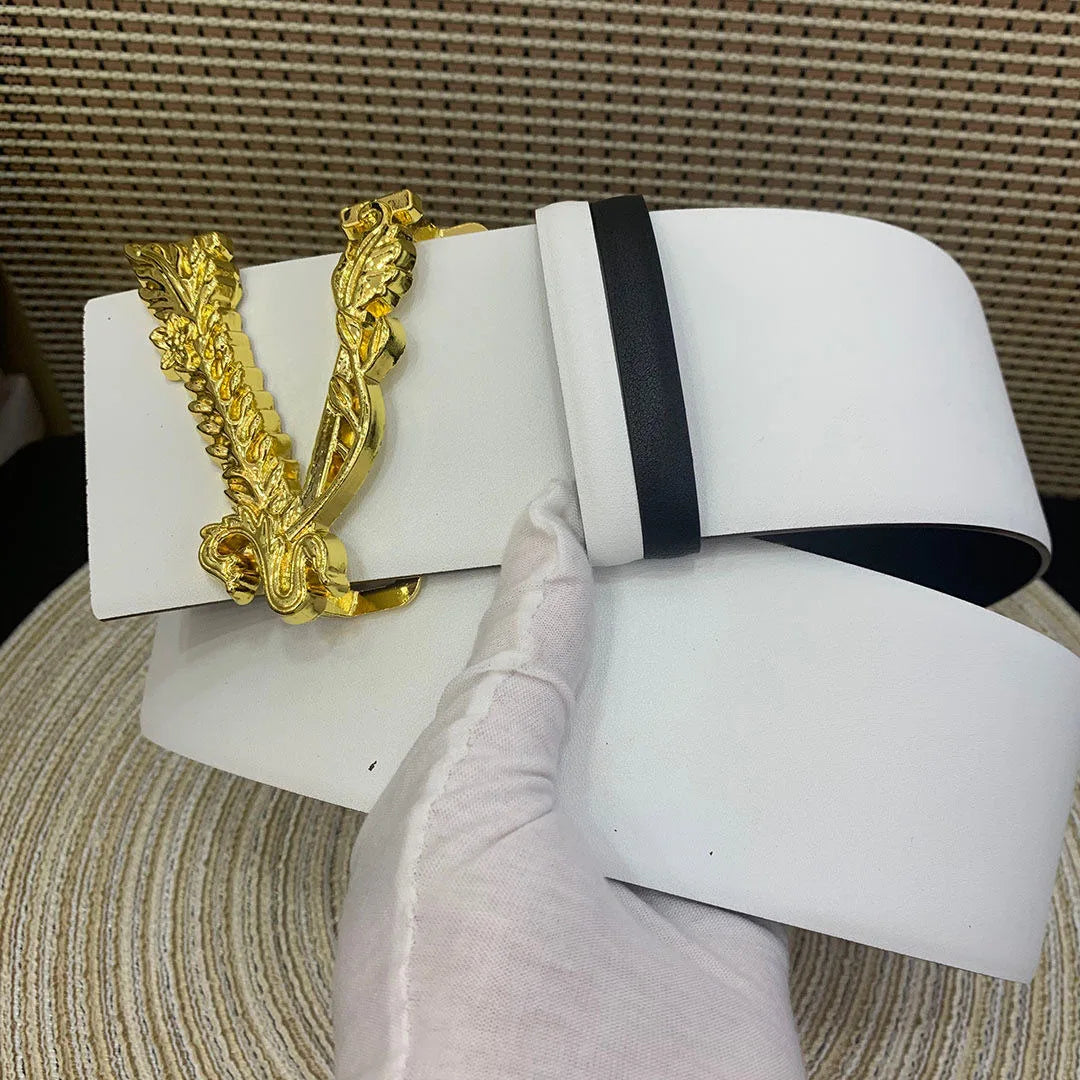 2024 New Wide 7CM Luxury Brand Famous Designer Fashion Reversible Women Belt Ladies Girdle New Leather Belt for womendress