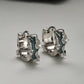 F.I.N.S S925 Sterling Silver Irregular Shaped Hoop Earrings Enamel Zircon Small Piercing Ear Buckles Retro Old Fine Jewelry