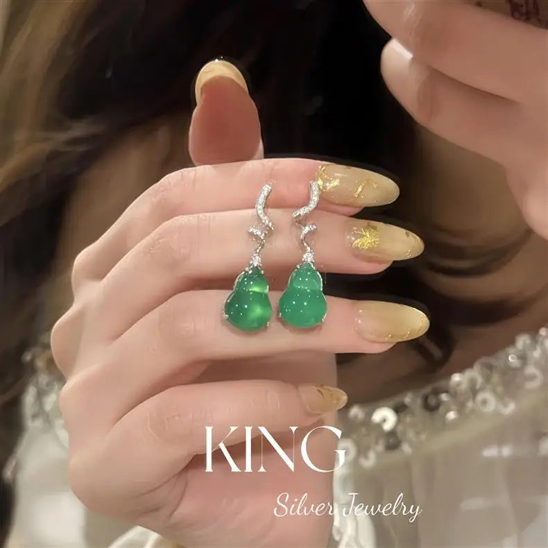 599 Years Old Luck Meeting Earrings S925 Silver Plated New Chinese Style Agate Retro Pure Silver Ear Jewelry Women's Fashion