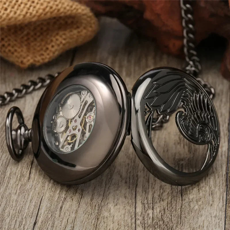 Antique Hollow Peacock Case Blue Roman Number Skeleton Handwinding Mechanical Pocket Watch Chain Gift for Men Women reloj