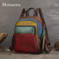 MOTAORA Women's Soft Genuine Leather Backpack Colorblock Large Capacity Travel Bag Stylish Leisure Backpack for Women Designer