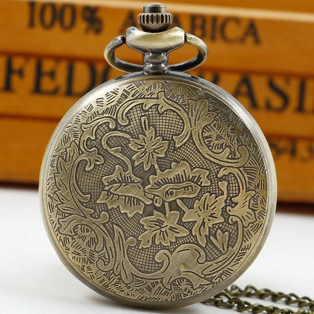 Antique Brass Metal Hollow Carving Quartz Pocket Watch High Quality Neutral Necklace Timing Pendant for Men and Women Gifts