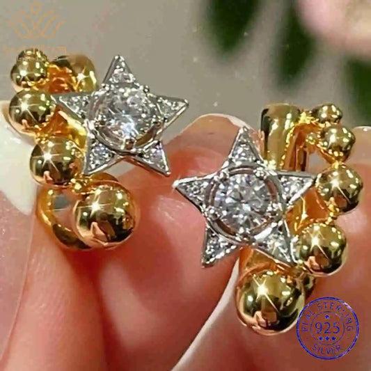 WUIHA Vintage 925 Sterling Silver Lab Sapphire High Carbon Diamonds Gemstone Wedding Engagement Hoop Hoops Earrings Fine Jewelry