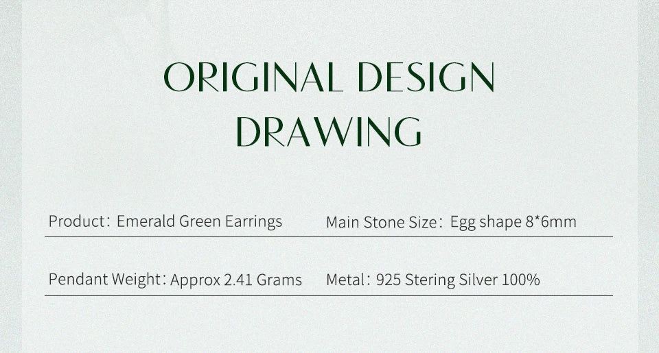 ATTAGEMS Vintage 925 Sterling Silver Lab Grown Moissanite Diamonds Emerald Gemstone Oval Cut Earrings Fine Jewelry Wholesale