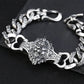 s925 sterling silver ornament retro personality all match trendy fashion Thai silver domineering lion's head bracelet for men