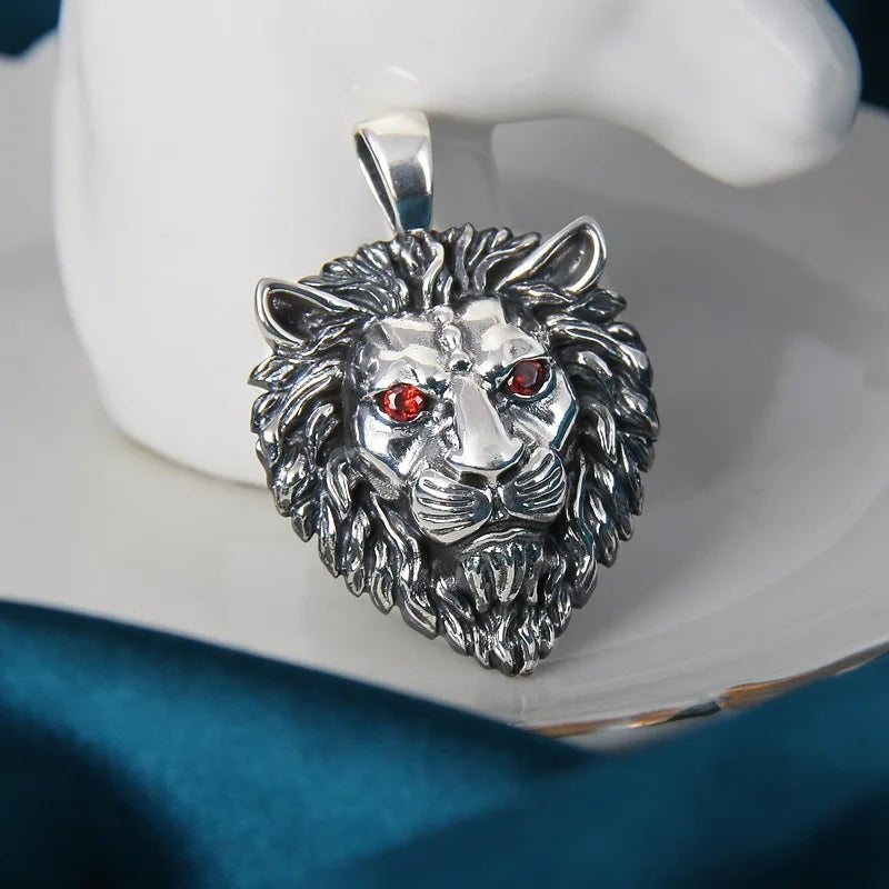 BOCAI S925 Silver Retro Personalized Lion Head Pendant