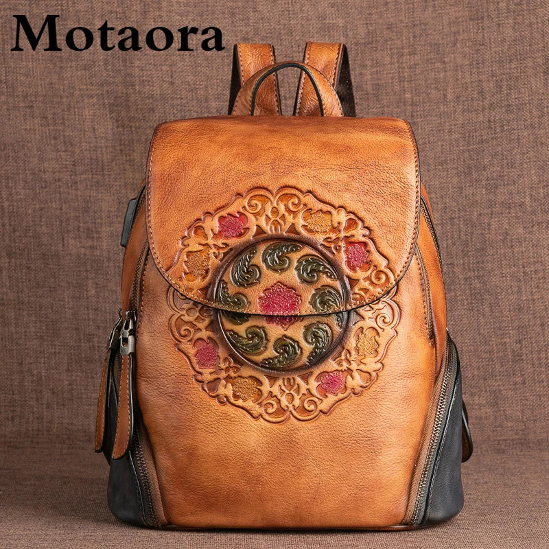 COSMO Fashion Backpack Retro Genuine Leather . Handmade Vintage Bag