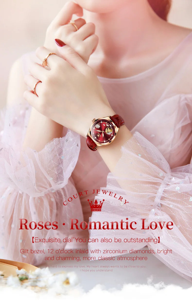 OLEVS Brand Ladies' Watch Fully Automatic Mechanical Watch Fashion Leather Strap 6601