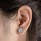 Rrjzz Classic Square 1CT Moissanit Women Earrings with Certificate 925 Sterling Silver Vintage Stud Ear for Wedding Fine Jewelry
