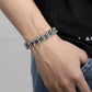 European and American S925 Sterling Silver Retro Skull Bracelet for Men, Trendy Hip-Hop Punk Bold Silver Bangle