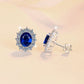 New blue sapphire earrings s925 pure silver sunflower ear jewelry set vintage high-end jewelry moissanite wedding jewelry