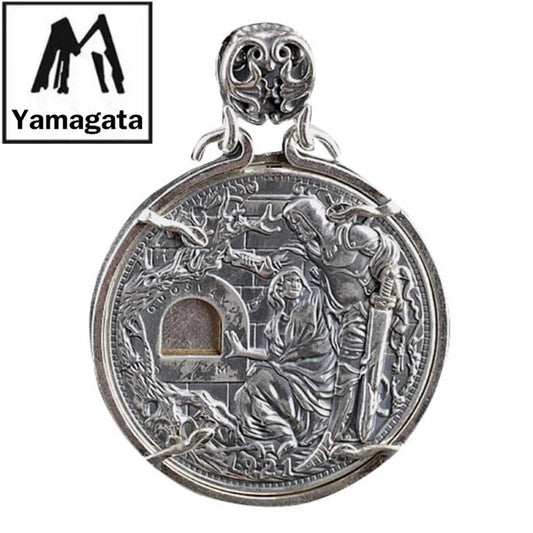 Man Women Necklace Pendant Real 925 Sterling Silver Holy Grail Knight Mechanism Coin Luxury Designer Fine Jewelry 2024 New In P7