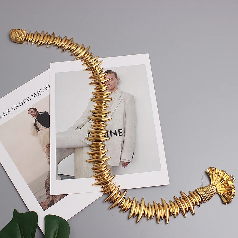 2024 New Designer Belts For Women High Quality Luxury Brand Female Elastic Gold Belt Ladies Waist Fish Metal Dress Waistband