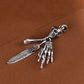 BOCAI New S925 Silver Retro Personalized Trendy Hip Hop Skull Feather Bone Claw Bowling Bottle Men's Pendant