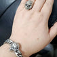 BOCAI Retro Style S925 Sterling Silver with Pattern Trendy Personalized Skull Bracelet for Men
