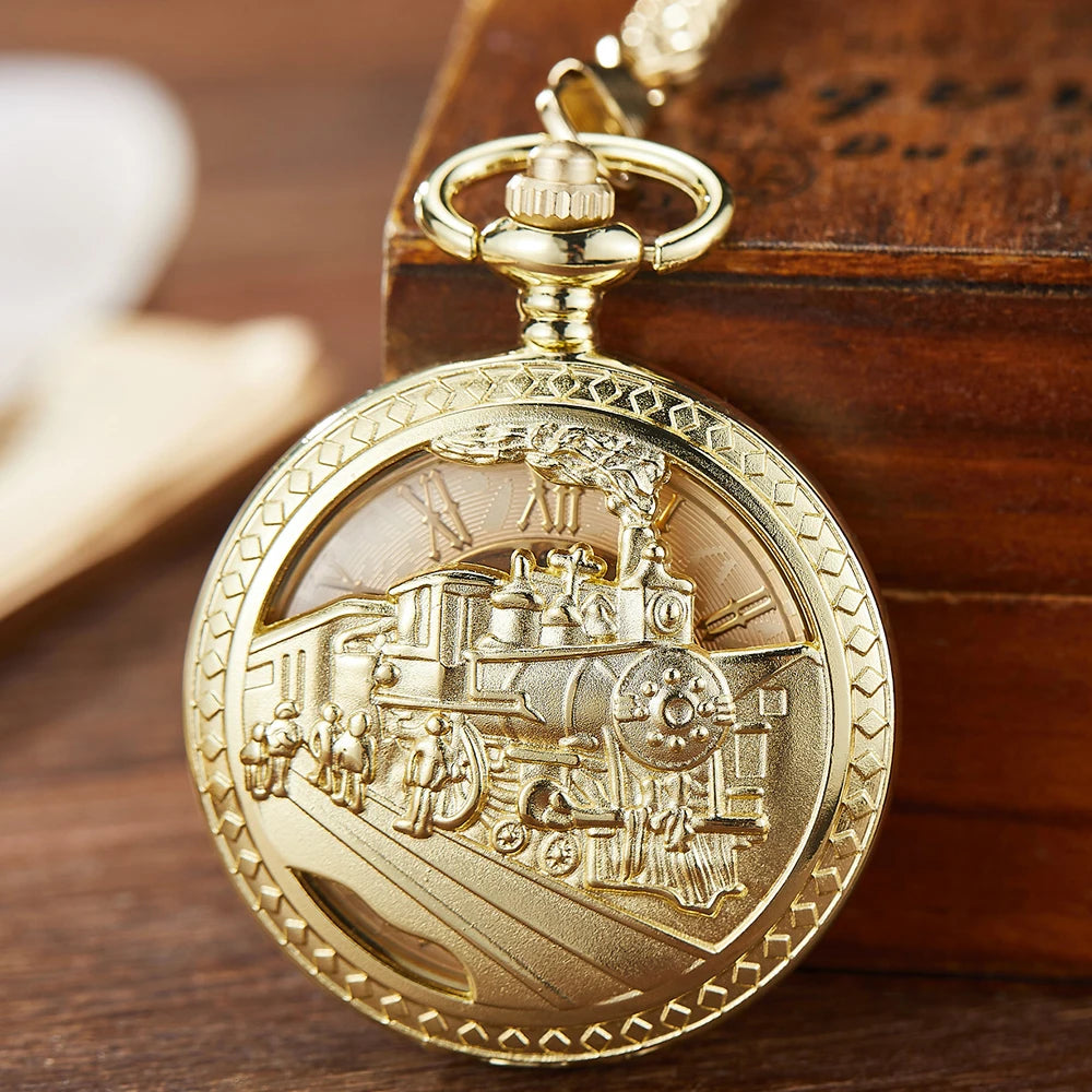 Mechanical Pocket Watch Luxury Antique Skeleton Men Steampunk Mechanical Fob Watches Clock Pendant Hand-winding Relogio De Bolso