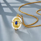 Certificated Vintage 925 Silver Oval Brushed Pendant With Natural Lapis Real White Shell Chain Necklace Italian Luxury Jewelry