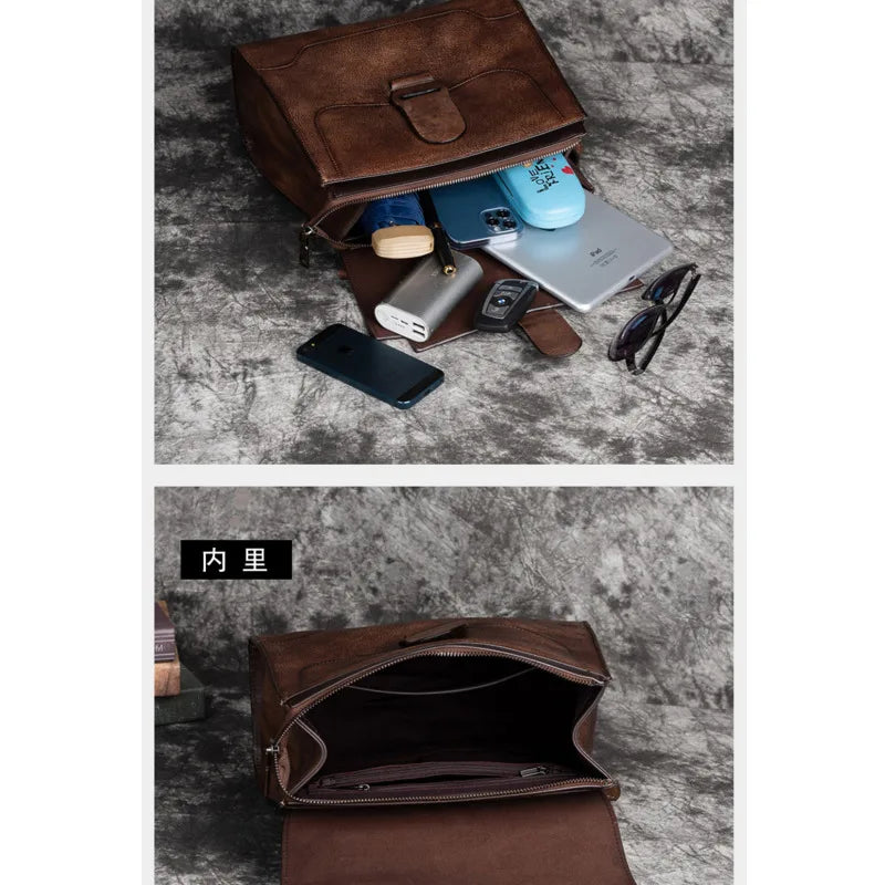 MOTAORA Vintage Genuine Leather Women's Bag For Woman Shoulder Bags 2025 New Hand Painted Ladies Handbag Luxury Girls School Bag