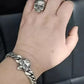 BOCAI Retro Style S925 Sterling Silver with Pattern Trendy Personalized Skull Bracelet for Men