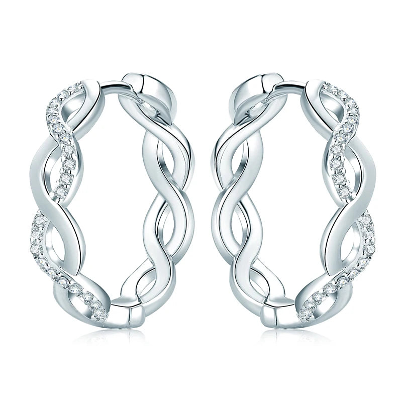 IOGOU Vintage Twisted Hoop Earrings Moissanite D-E 925 Silver 18K Gold Plated Wedding Jewelry for Women Gift Birthday Daily Wear